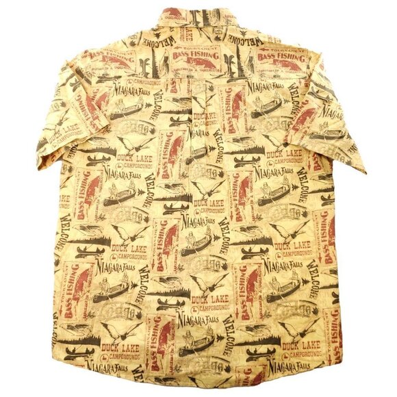 Woolrich Niagara Falls Bass Fishing All Over Print Campground Shirt Men Large - Picture 3 of 12
